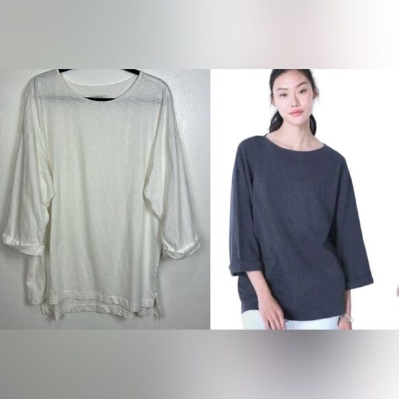 J. Jill Pure Jill Organic Cotton Perfectly Relaxed Top In White Size L Tall - Picture 1 of 9